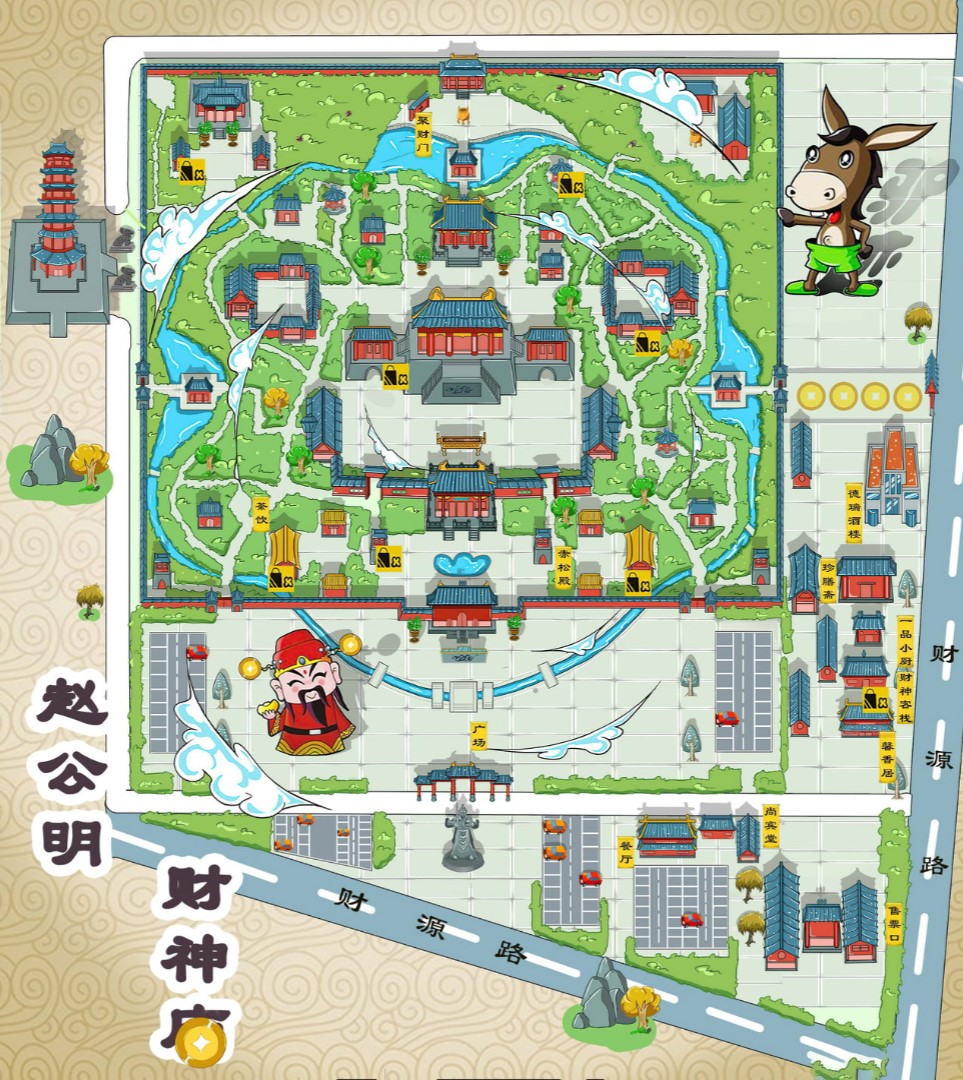 平乡寺庙类手绘地图